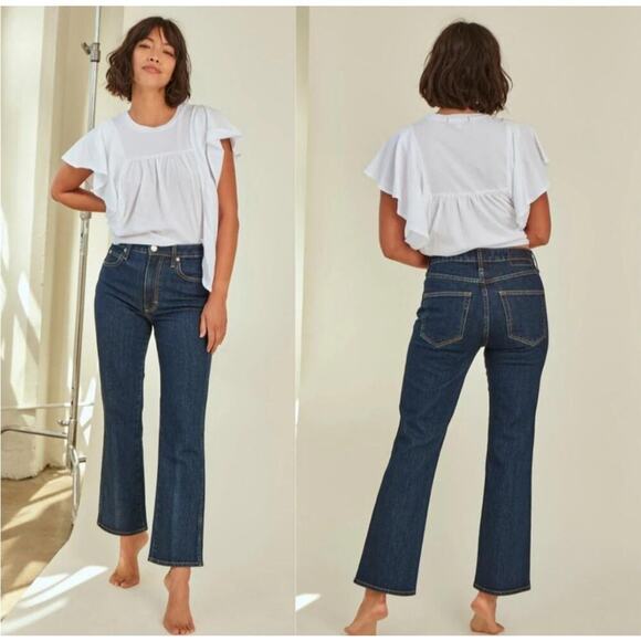 AMO Bella Indie Blue Flare Crop High-Rise Jeans Size 25 - Picture 1 of 7